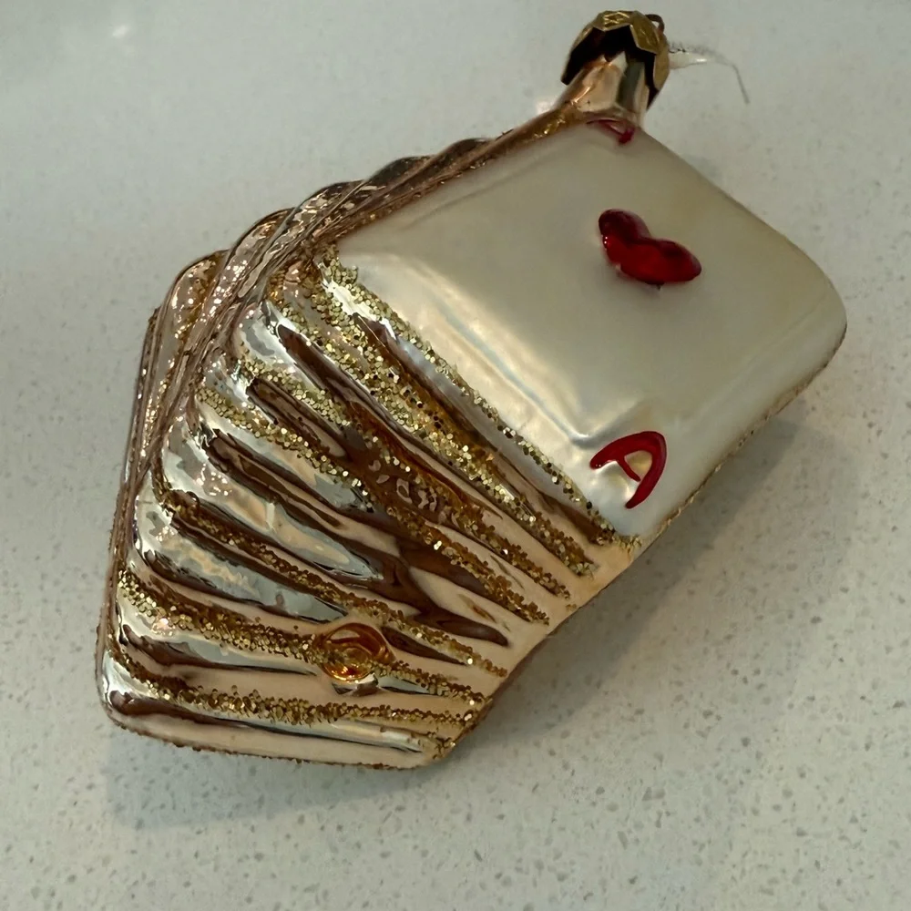 Vtg Pier 1 Imports Blown Glass Ace Of Hearts‎ Cards Christmas Ornament